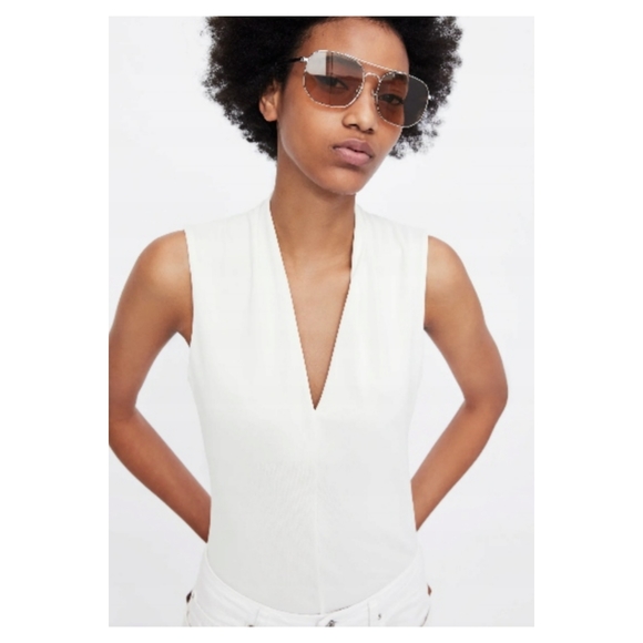 NWT Zara Deep V Sleeveless Bodysuit - Picture 3 of 7